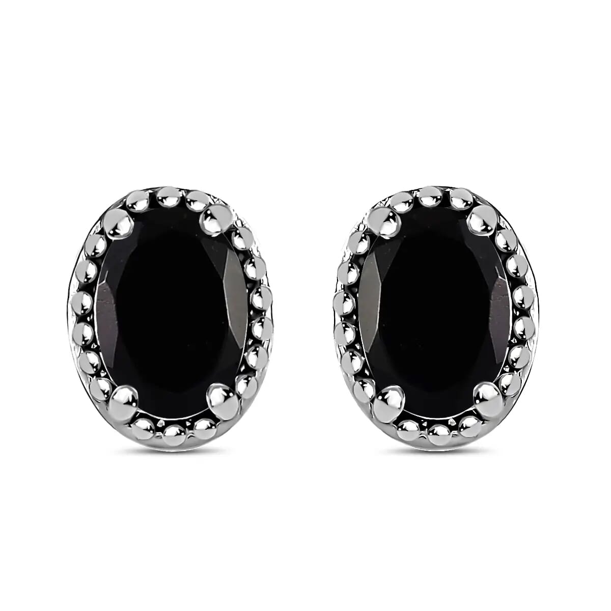 Black Onyx 10.60 ctw Solitaire Ring (Size 7.0), Stud Earrings and Solitaire Pendant Necklace 20 Inches in Stainless Steel  image number 5