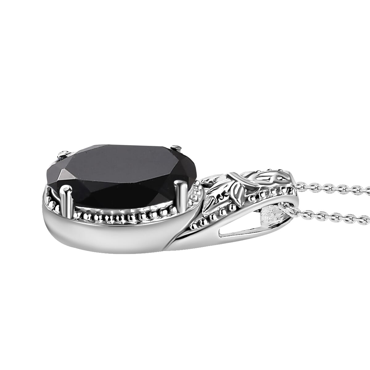 Black Onyx 10.60 ctw Solitaire Ring (Size 7.0), Stud Earrings and Solitaire Pendant Necklace 20 Inches in Stainless Steel  image number 7