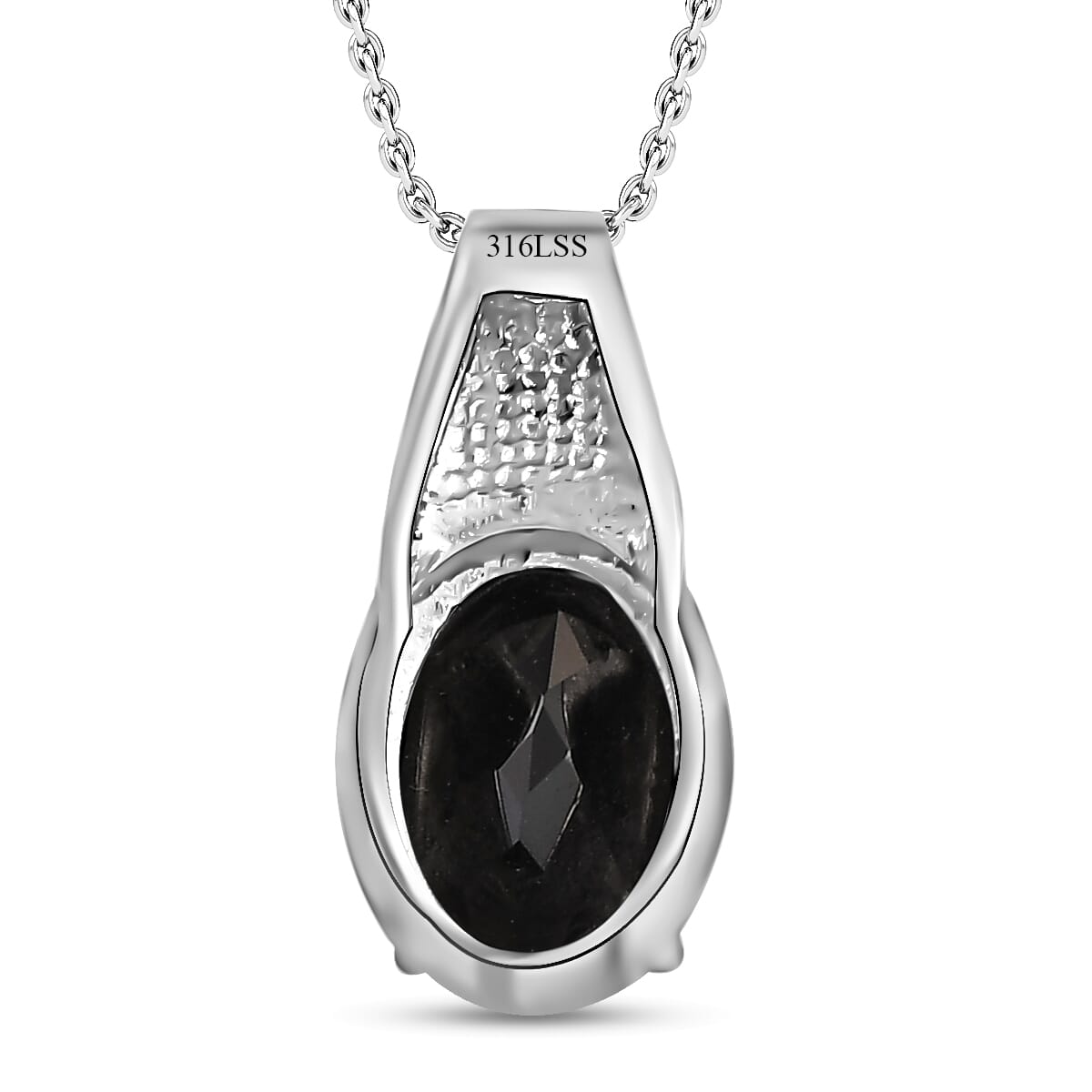 Black Onyx 10.60 ctw Solitaire Ring (Size 7.0), Stud Earrings and Solitaire Pendant Necklace 20 Inches in Stainless Steel  image number 8
