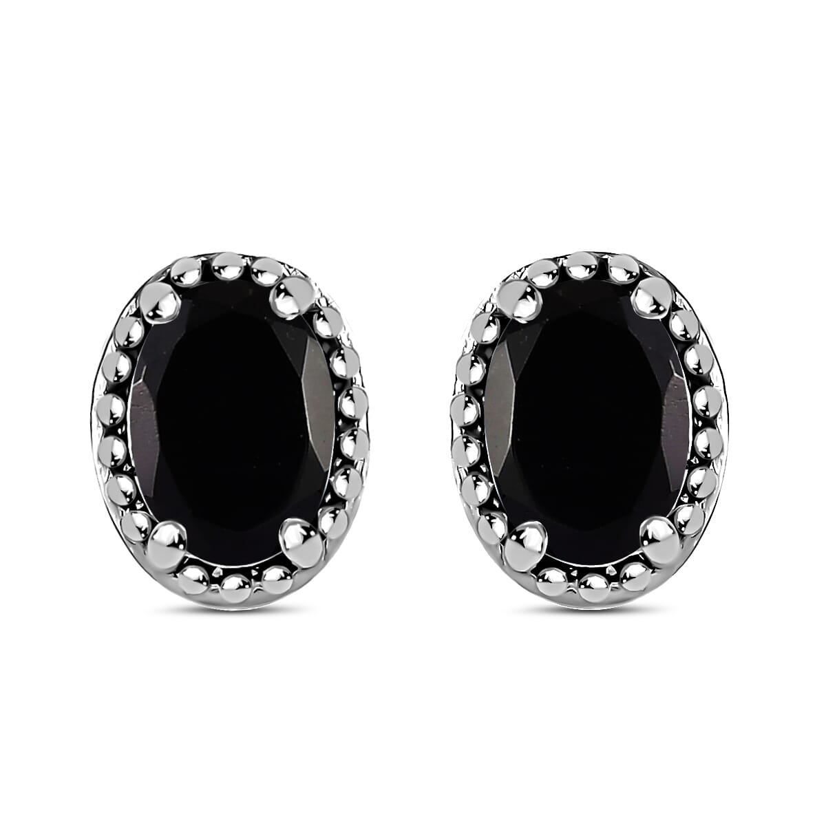 Black Onyx 10.60 ctw Solitaire Ring (Size 7.0), Stud Earrings and Solitaire Pendant Necklace 20 Inches in Stainless Steel  image number 9