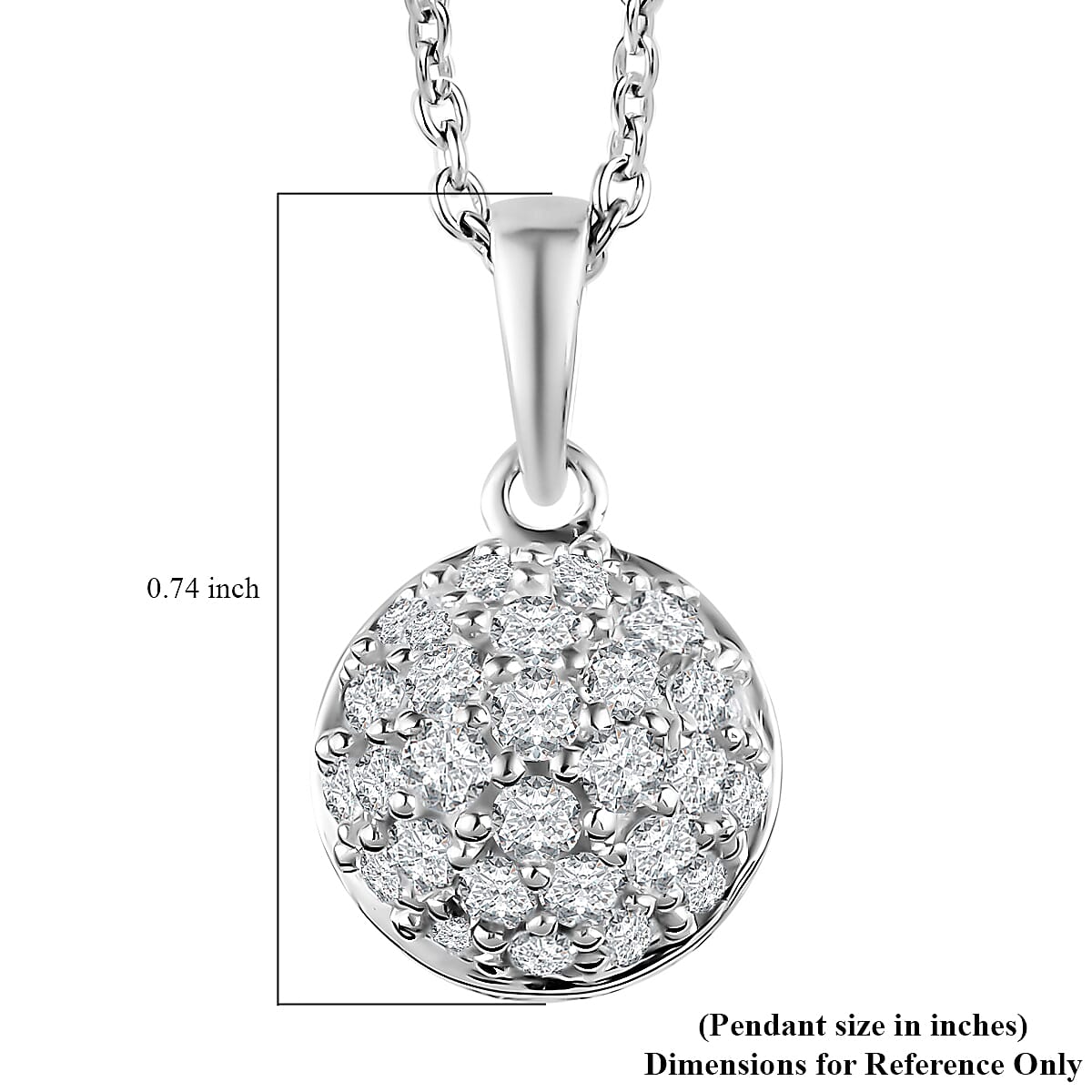 White Zircon Cluster Pendant Necklace 20 Inches in Sterling Silver 1.15 ctw image number 5