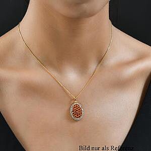 Fire Opal and White Zircon Cluster Pendant 1.85 ctw Necklace in Vermeil YG Over Sterling Silver 20 Inches