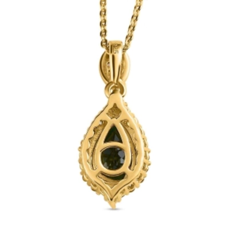 Chrome Tourmaline and White Zircon 1.62 ctw Pendant Necklace in Vermeil YG Over Sterling Silver 20 Inches