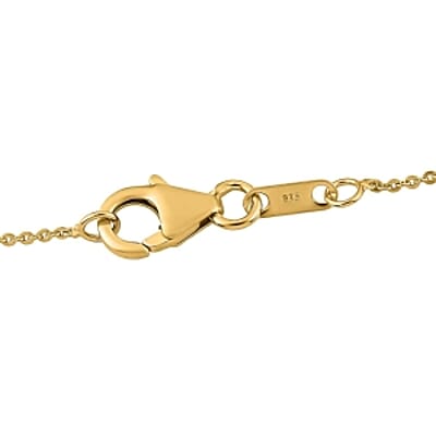 Chrome Tourmaline and White Zircon 1.62 ctw Pendant Necklace in Vermeil YG Over Sterling Silver 20 Inches