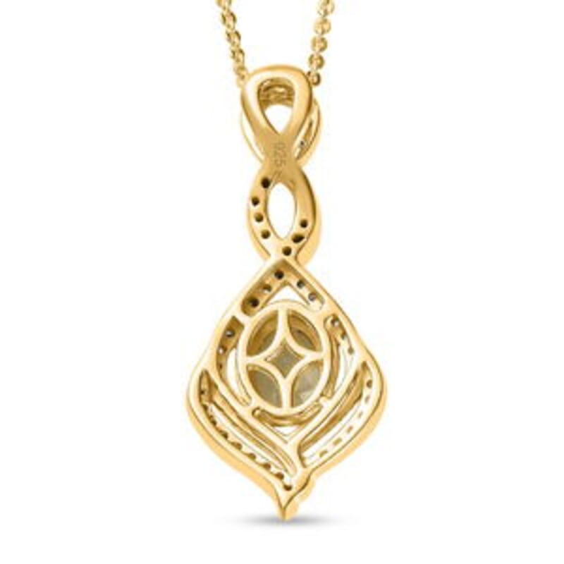 Turkizite and White Zircon Fancy Pendant 1.56 ctw Necklace in Vermeil YG Over Sterling Silver 20 Inches