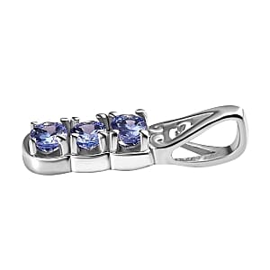 Tanzanite 1.02 ctw Set Ring (Size 10.0) and Pendant in Platinum Over Sterling Silver