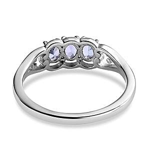 Tanzanite 1.02 ctw Set Ring (Size 11.5) and Pendant in Platinum Over Sterling Silver