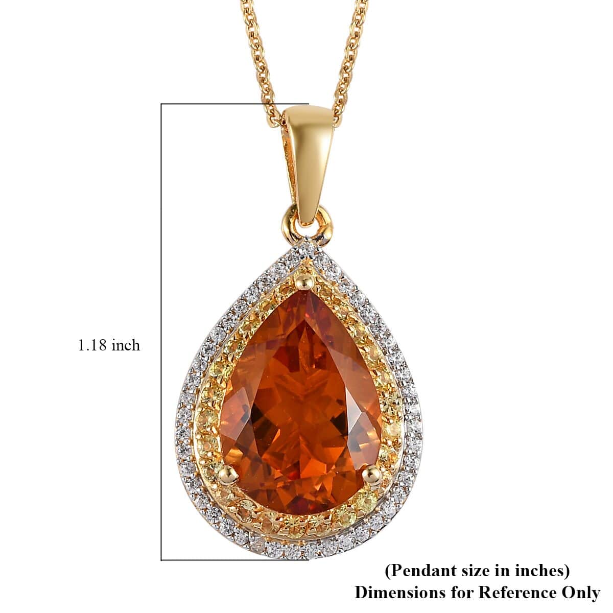 Santa Ana Madeira Citrine and Multi Gemstone Double Halo Pendant Necklace 20 Inches in Vermeil YG Over Sterling Silver 5.75 ctw image number 6