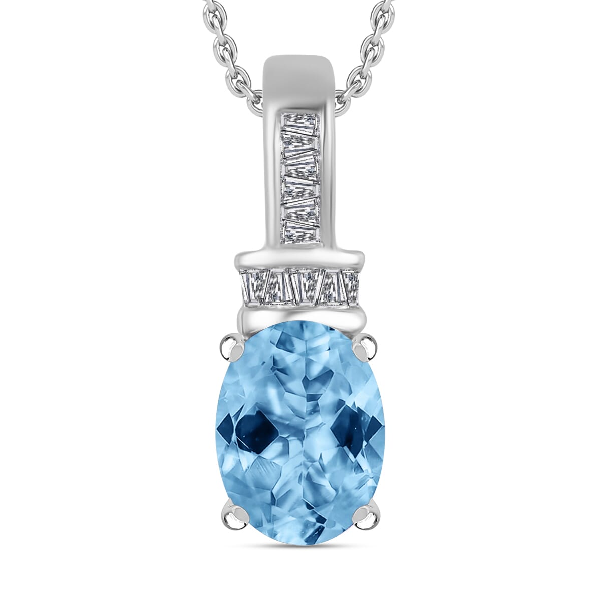 Rhapsody AAAA Santa Maria Aquamarine and E-F VS2 Diamond 1.35 ctw Pendant Necklace 20 Inches in 18K White Gold image number 0