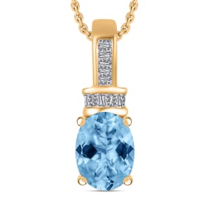 Rhapsody AAAA Santa Maria Aquamarine and E-F VS2 Diamond 1.35 ctw Pendant Necklace 20 Inches in 18K Yellow Gold