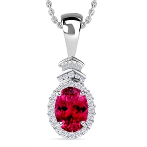 Rhapsody AAAA Ouro Fino Rubellite and E-F VS2 Diamond 1.60 ctw Pendant Necklace 20 Inches in 18K White Gold
