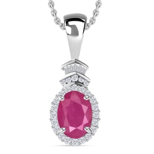 Rhapsody AAAA Mozambique Ruby and E-F VS2 Diamond 1.85 ctw Pendant Necklace 20 Inches in 18K White Gold