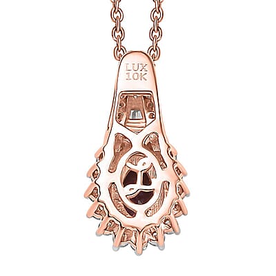 Luxoro AAA Narsipatnam Purple Spinel and G-H I2 Diamond 1.25 ctw Sunburst Pendant Necklace in 10K Rose Gold 20 Inches