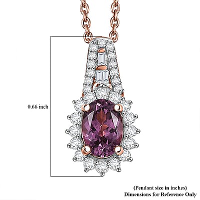 Luxoro AAA Narsipatnam Purple Spinel and G-H I2 Diamond 1.25 ctw Sunburst Pendant Necklace in 10K Rose Gold 20 Inches