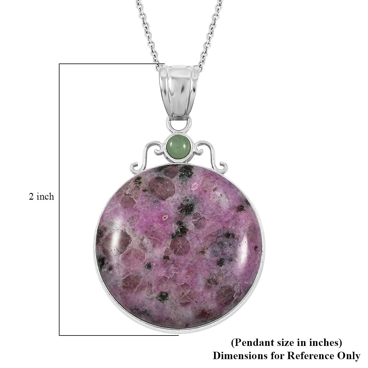 Center Stone Color Varies Inlay Southwest Coyote Moon Purple Quartz 47.00 ctw Pendant in Silvertone with Stainless Steel Necklace (20 Inches) image number 6