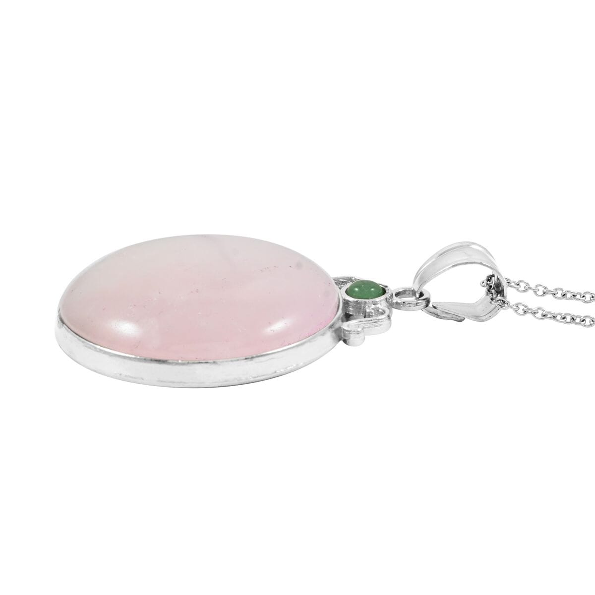 Center Stone Color Varies Rose Quartz Coyote 46.5 ctw Moon & Sun Pendant in Silvertone with Stainless Steel Necklace (20 Inches) image number 3