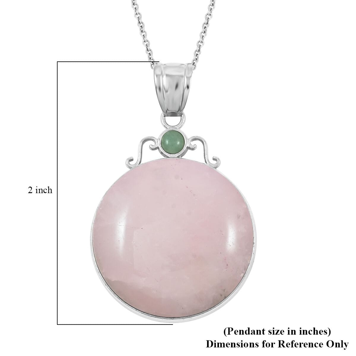 Center Stone Color Varies Rose Quartz Coyote 46.5 ctw Moon & Sun Pendant in Silvertone with Stainless Steel Necklace (20 Inches) image number 6