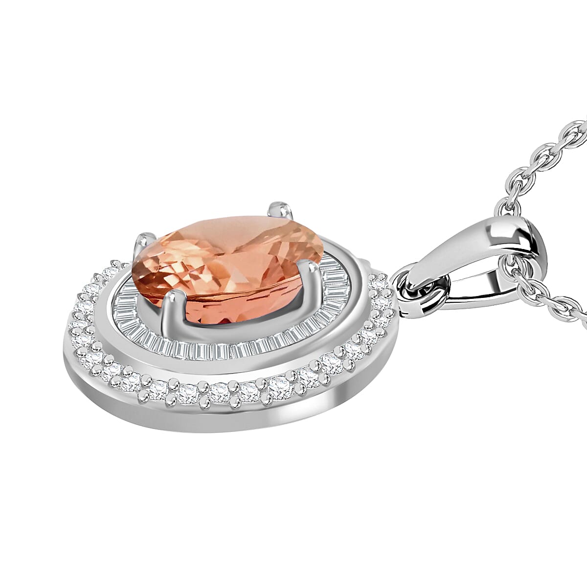 Rhapsody AAAA Marropino Morganite and E-F VS2 Diamond 2.90 ctw Pendant Necklace 20 Inches in 18K White Gold (Del. in 10-12 Days) image number 2
