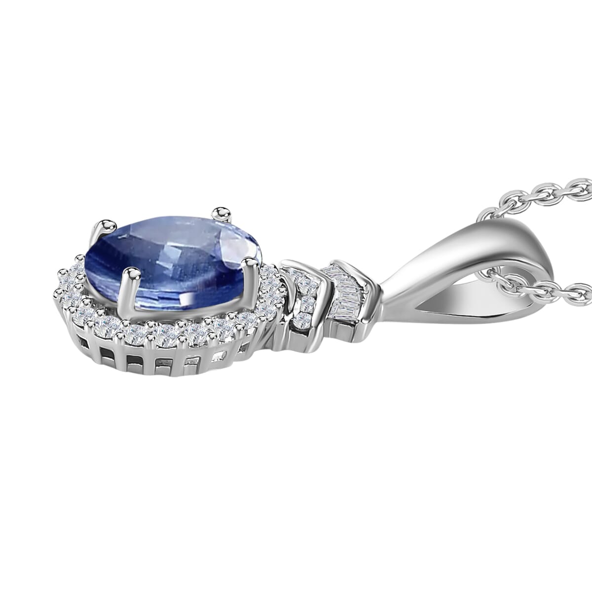 Rhapsody AAAA Ceylon Blue Sapphire and E-F VS2 Diamond 1.60 ctw Pendant Necklace 20 Inches in 18K White Gold image number 2