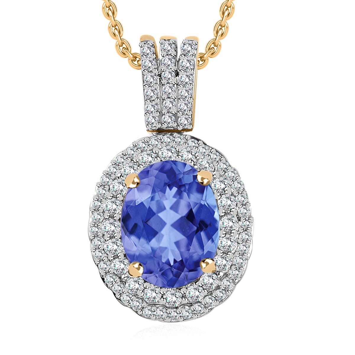 Luxoro Premium Tanzanite and G-H I1 Diamond Pendant Necklace 20 Inches in 14K White Gold 2.42 ctw image number 0