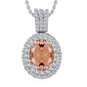 Rhapsody AAAA Marropino Morganite and E-F VS2 Diamond Pendant Necklace 20 Inches 2.42 ctw in 950 Platinum