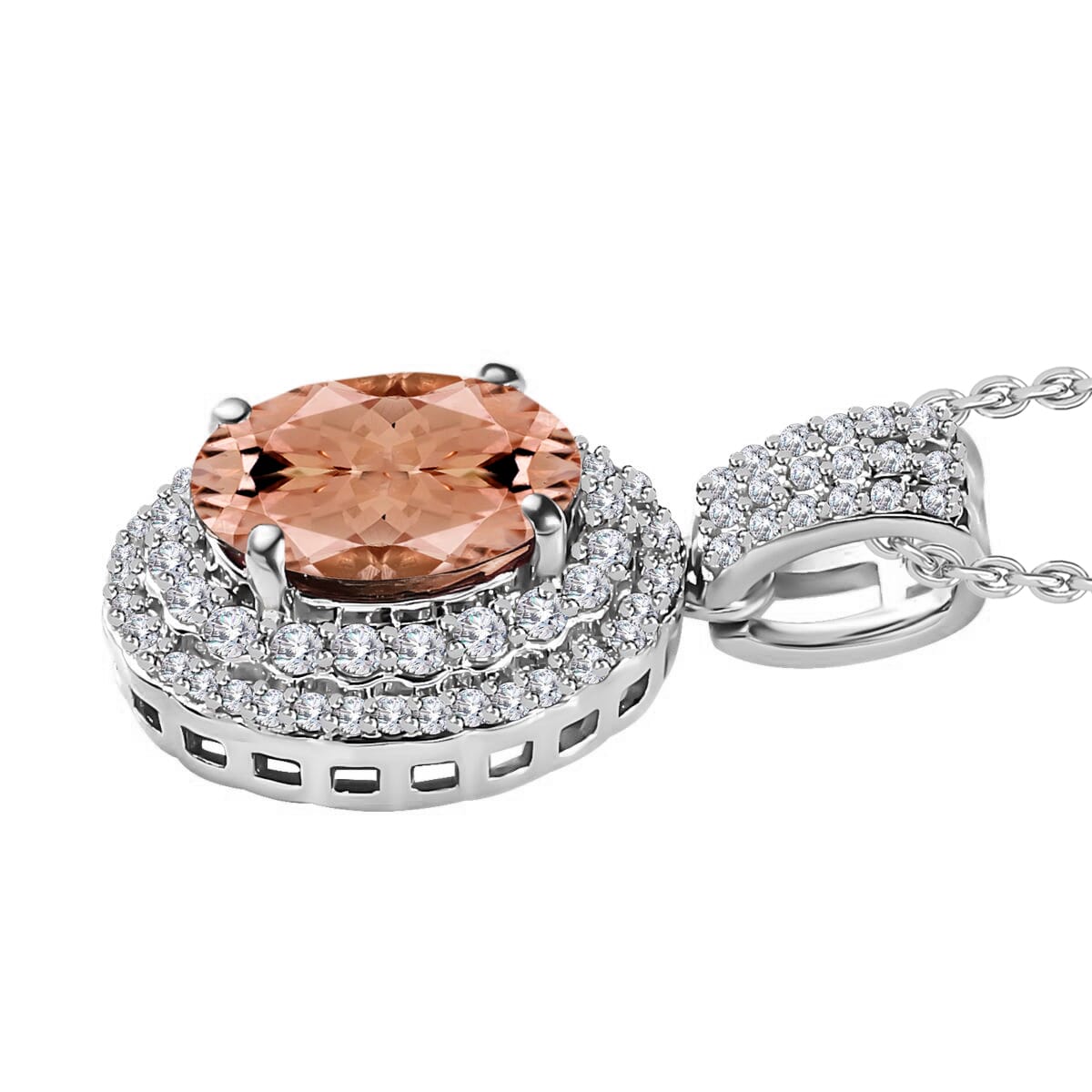 Rhapsody AAAA Marropino Morganite and E-F VS2 Diamond Pendant Necklace 20 Inches 2.42 ctw in 950 Platinum image number 2