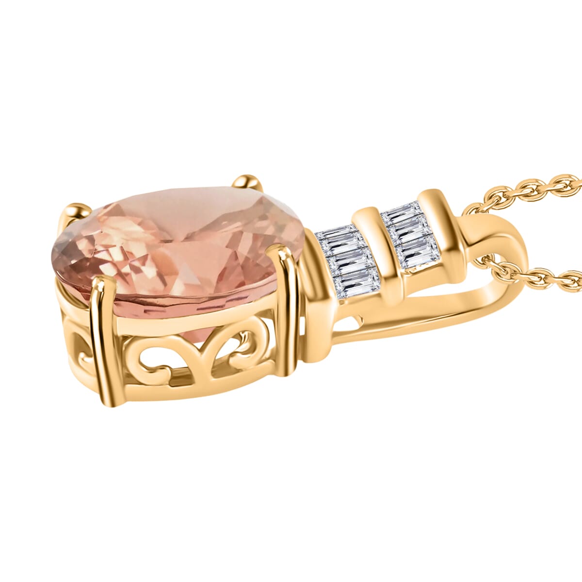 Rhapsody AAAA Marropino Morganite and E-F VS2 Diamond 2.54 ctw Pendant Necklace 20 Inches in 18K Yellow Gold image number 2