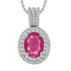 Luxoro Premium Mozambique Ruby and G-H I1 Diamond 3.02 ctw Pendant Necklace 20 Inches in 14K White Gold