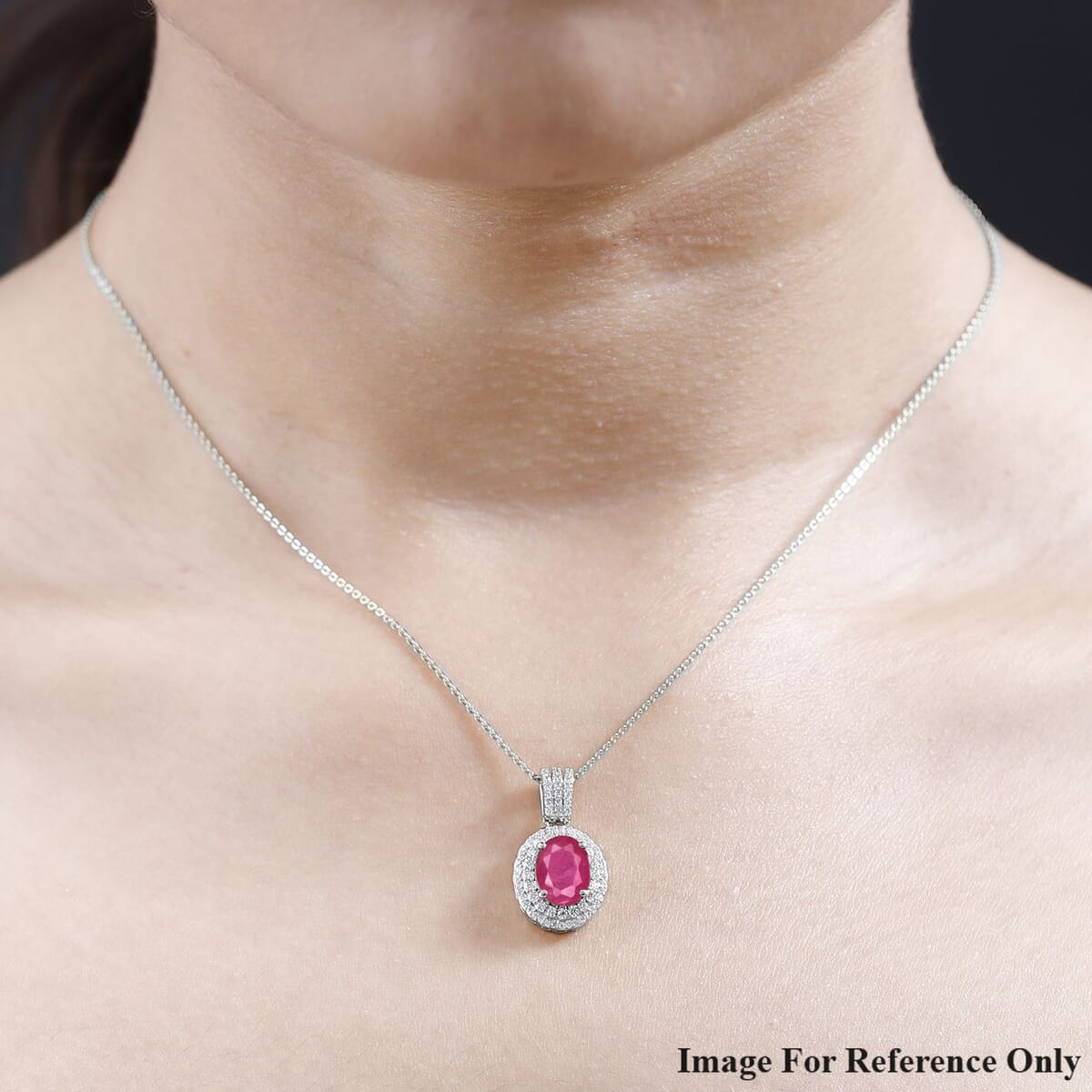 Luxoro Premium Mozambique Ruby and G-H I1 Diamond 3.02 ctw Pendant Necklace 20 Inches in 14K White Gold image number 1