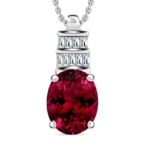 Rhapsody AAAA Ouro Fino Rubellite and E-F VS2 Diamond Pendant Necklace 20 Inches in 950 Platinum 2.54 ctw