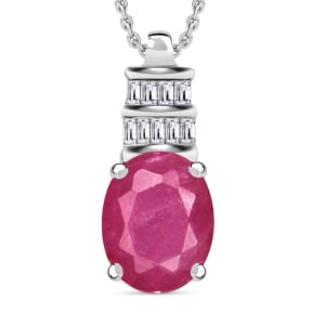 Luxoro Premium Mozambique Ruby and G-H I1 Diamond Pendant Necklace 20 Inches in 14K White Gold 2.74 ctw