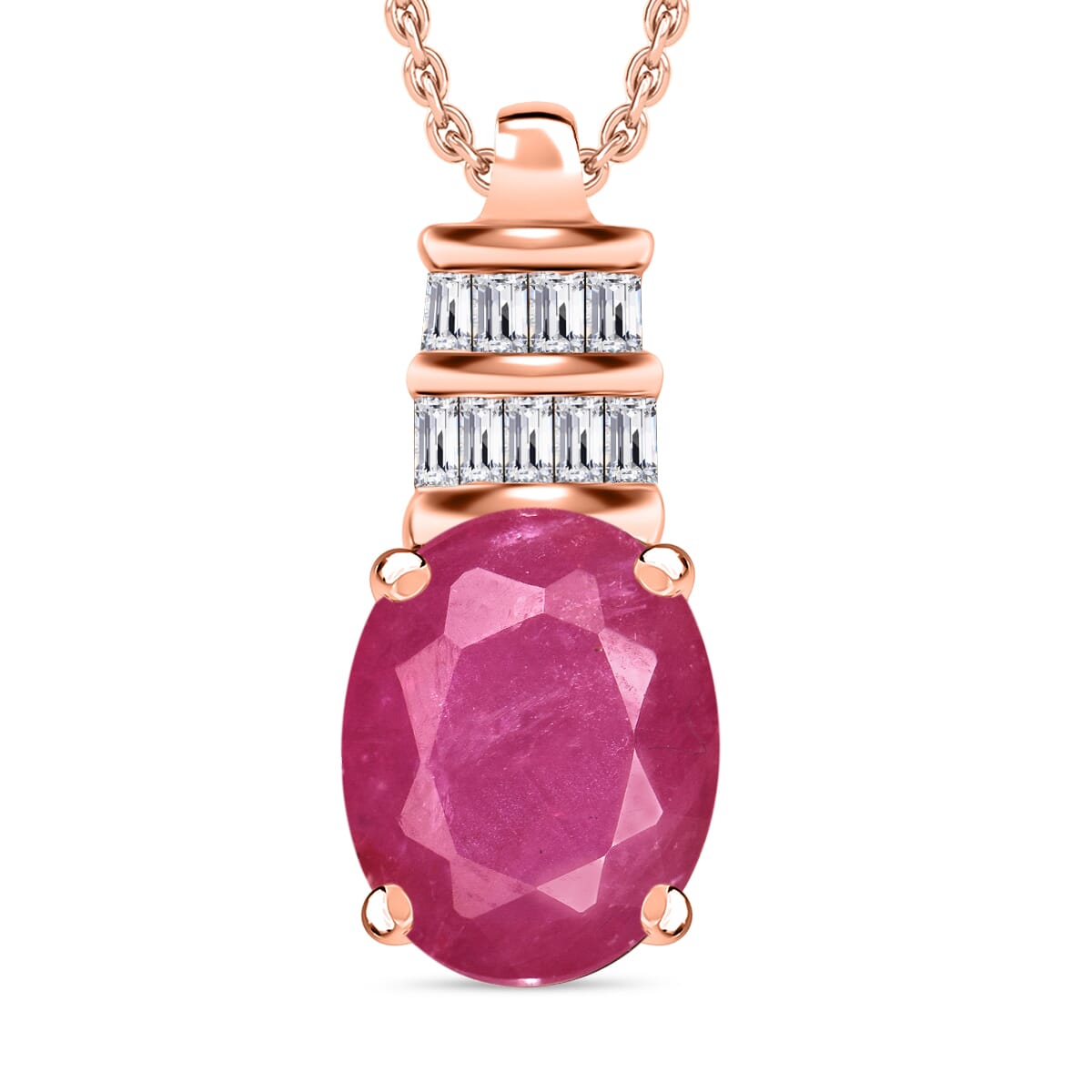 Luxoro Premium Mozambique Ruby and G-H I1 Diamond 2.74 ctw Pendant Necklace 20 Inches in 14K Rose Gold image number 0