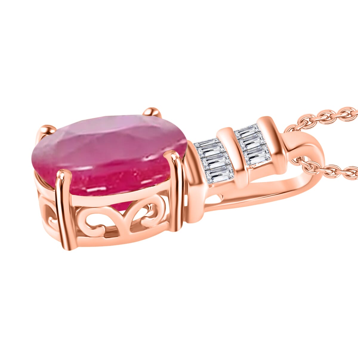 Luxoro Premium Mozambique Ruby and G-H I1 Diamond 2.74 ctw Pendant Necklace 20 Inches in 14K Rose Gold image number 2