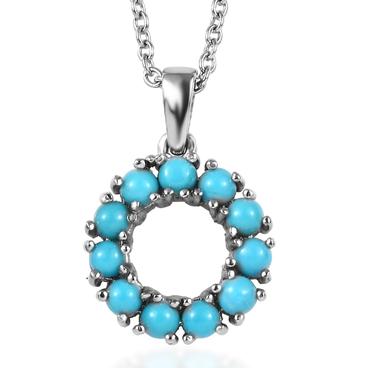 EverTrue Sleeping Beauty Turquoise 1.10 ctw Pendant Necklace 20 Inches in Stainless Steel  image number 0