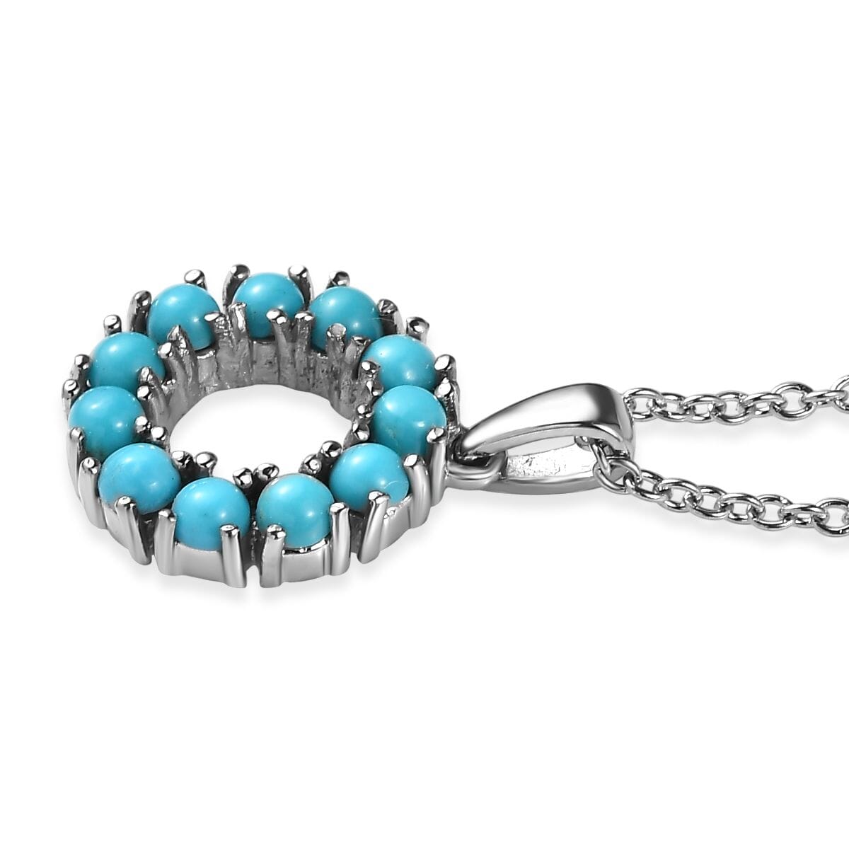 EverTrue Sleeping Beauty Turquoise 1.10 ctw Pendant Necklace 20 Inches in Stainless Steel  image number 3