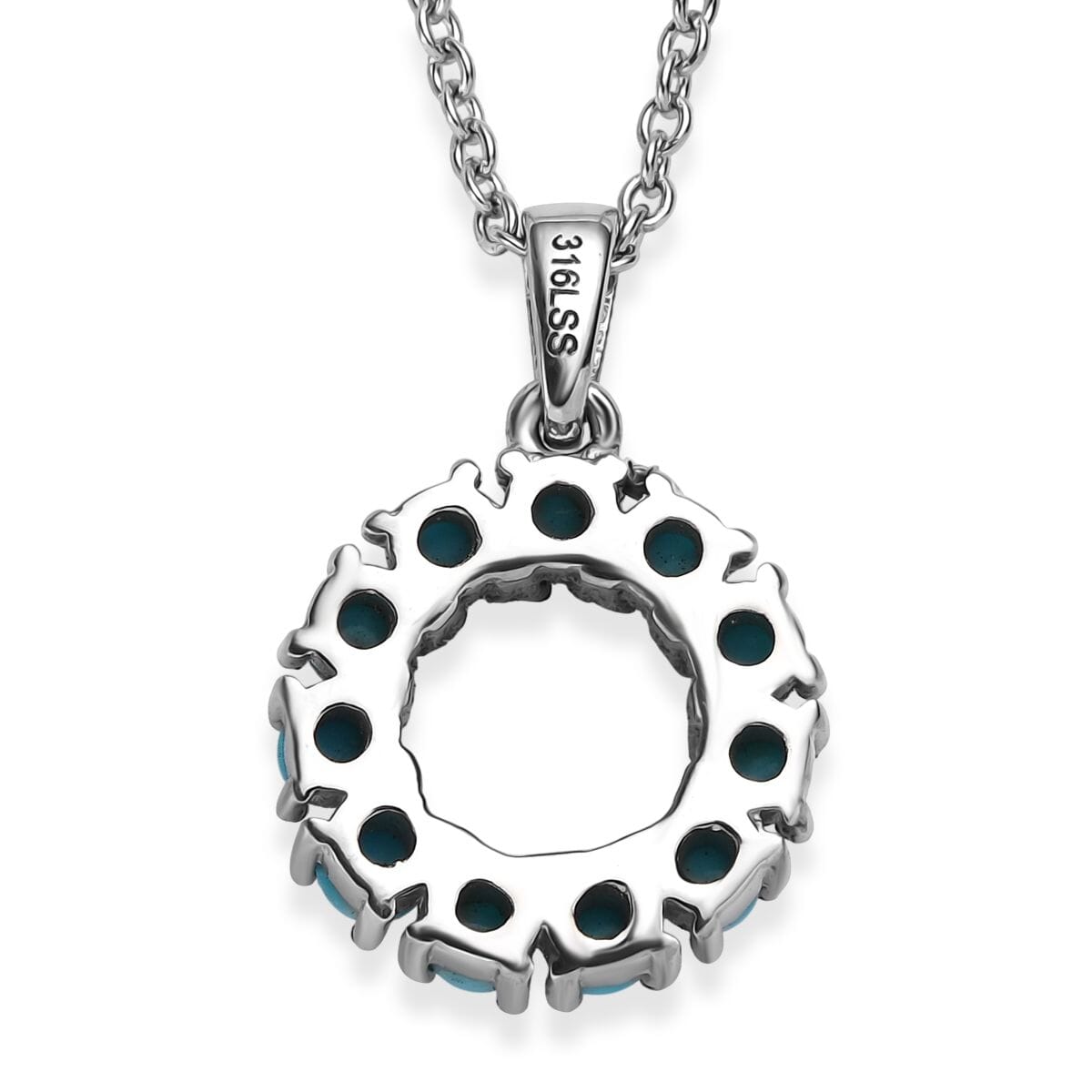 EverTrue Sleeping Beauty Turquoise 1.10 ctw Pendant Necklace 20 Inches in Stainless Steel  image number 4