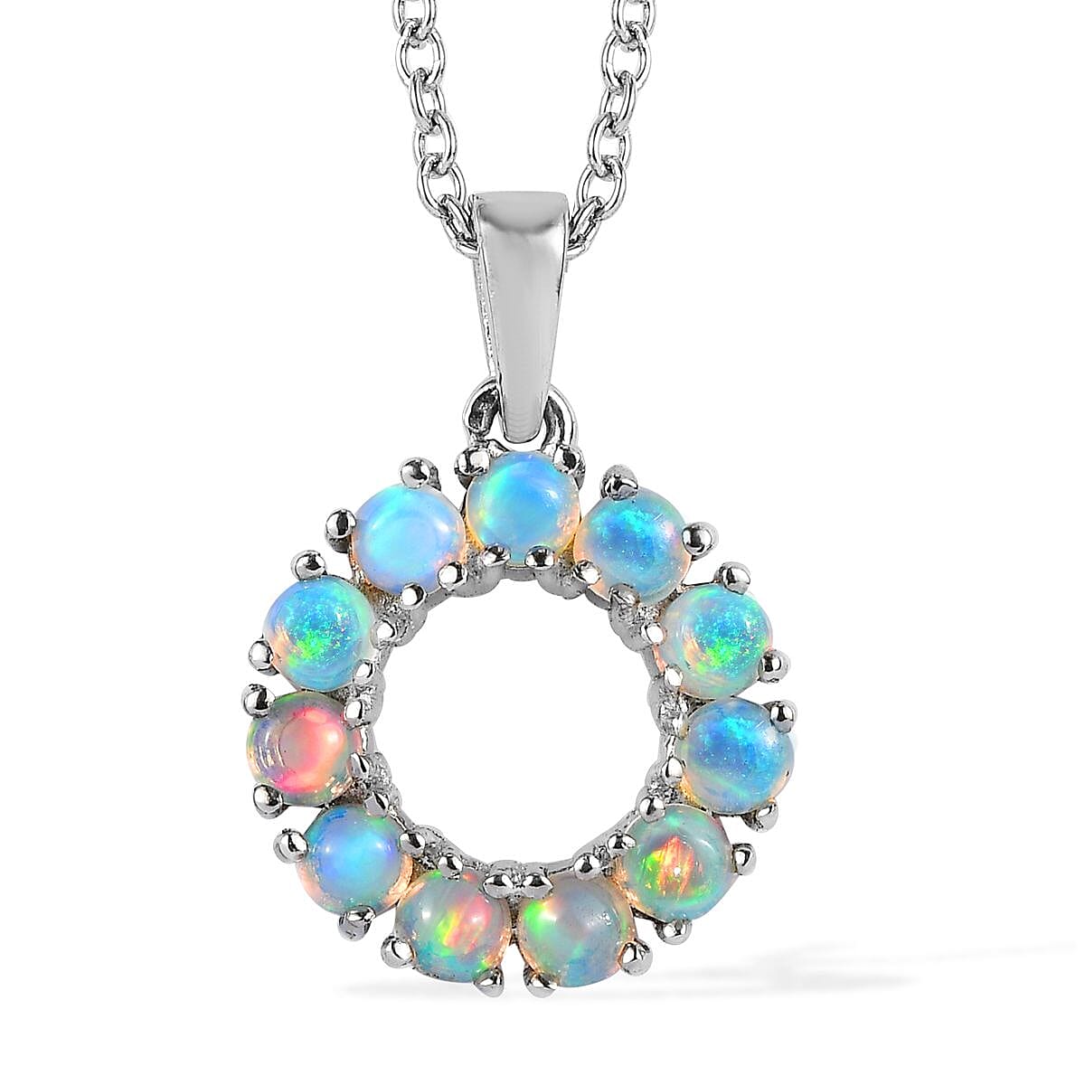 EverTrue Ethiopian Welo Opal 1.10 ctw Pendant Necklace 20 Inches in Stainless Steel  image number 0
