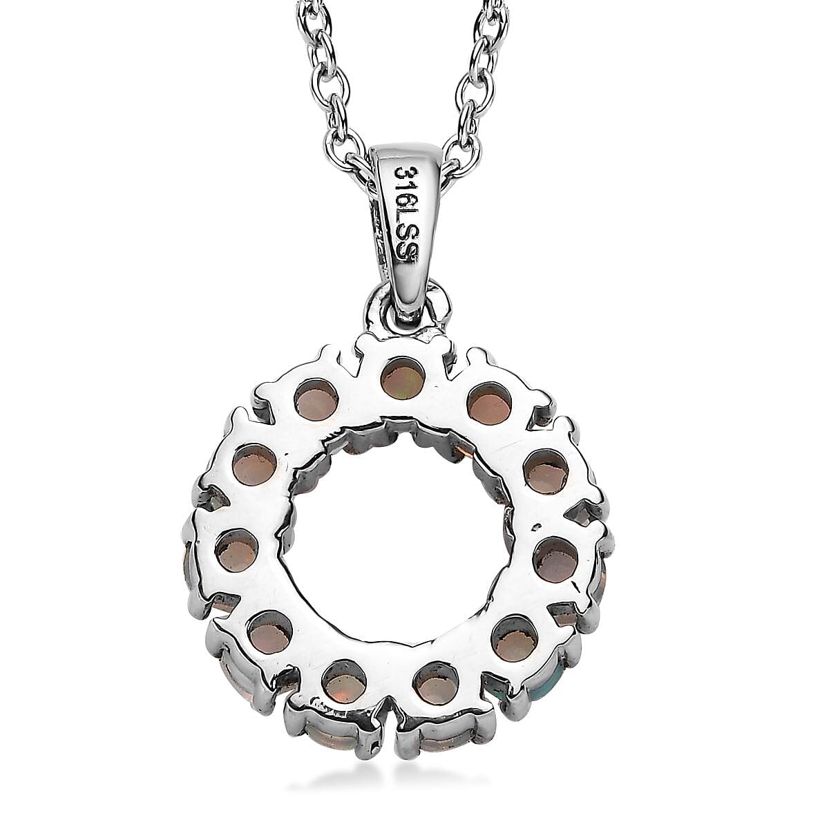 EverTrue Ethiopian Welo Opal 1.10 ctw Pendant Necklace 20 Inches in Stainless Steel  image number 4