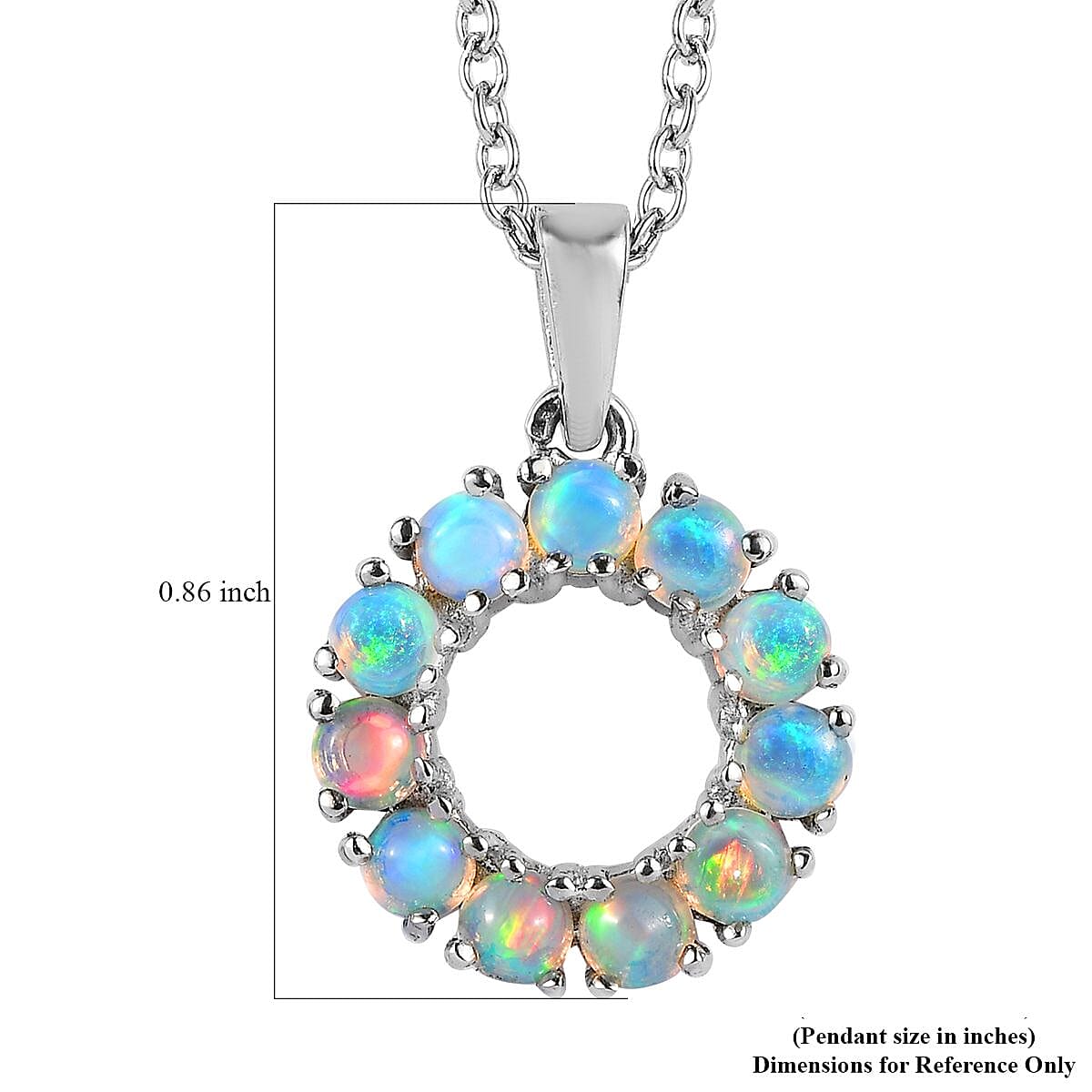 EverTrue Ethiopian Welo Opal 1.10 ctw Pendant Necklace 20 Inches in Stainless Steel