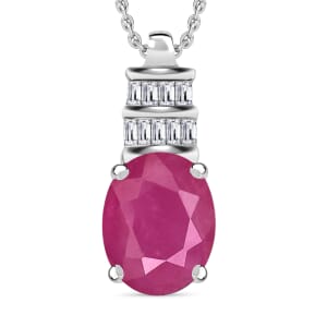 Rhapsody AAAA Mozambique Ruby and E-F VS2 Diamond 2.74 ctw Pendant Necklace 20 Inches in 18K White Gold