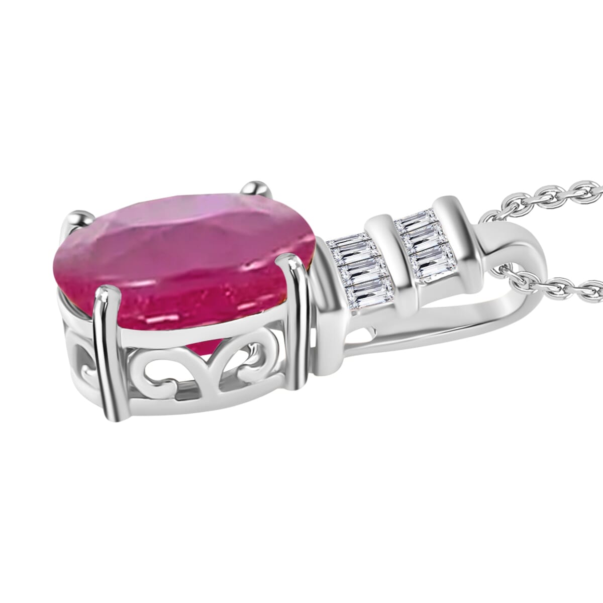 Rhapsody AAAA Mozambique Ruby and E-F VS2 Diamond 2.74 ctw Pendant Necklace 20 Inches in 18K White Gold image number 2