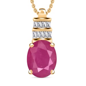 Rhapsody AAAA Mozambique Ruby and E-F VS2 Diamond 2.74 ctw Pendant Necklace 20 Inches in 18K Yellow Gold