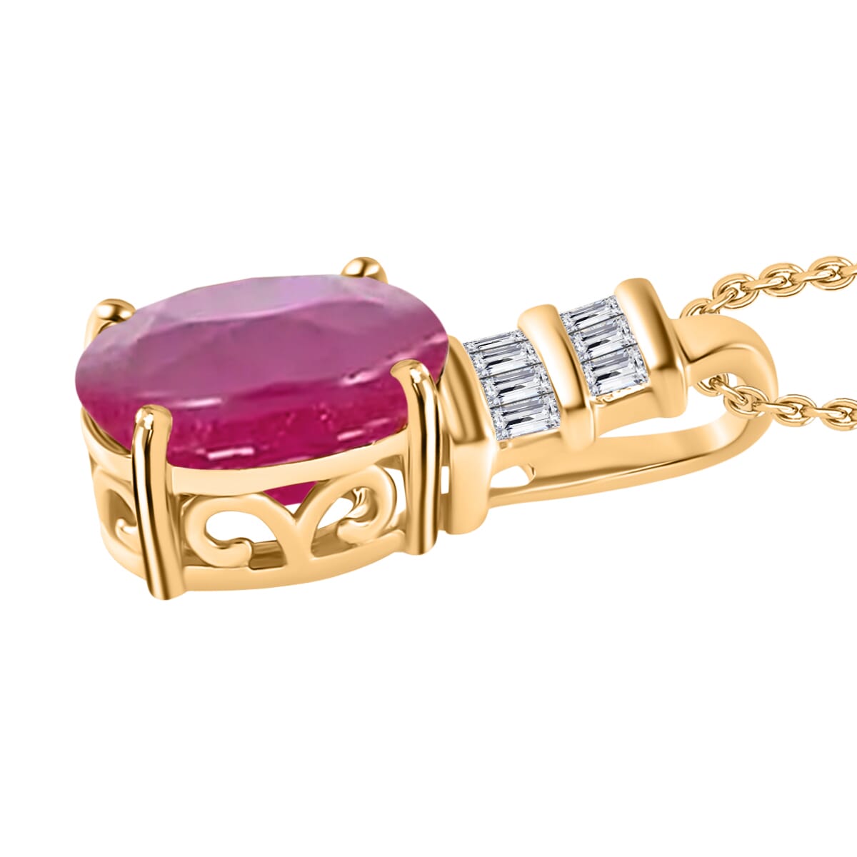 Rhapsody AAAA Mozambique Ruby and E-F VS2 Diamond 2.74 ctw Pendant Necklace 20 Inches in 18K Yellow Gold image number 2