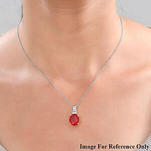 Rhapsody AAAA Crimson Fire Opal and E-F VS2 Diamond 3.33 ctw Pendant Necklace 20 Inches in 950 Platinum (Del. in 10-12 Days)