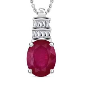 Rhapsody AAAA Mozambique Ruby and E-F VS2 Diamond 2.74 ctw Pendant Necklace 20 Inches in 950 Platinum