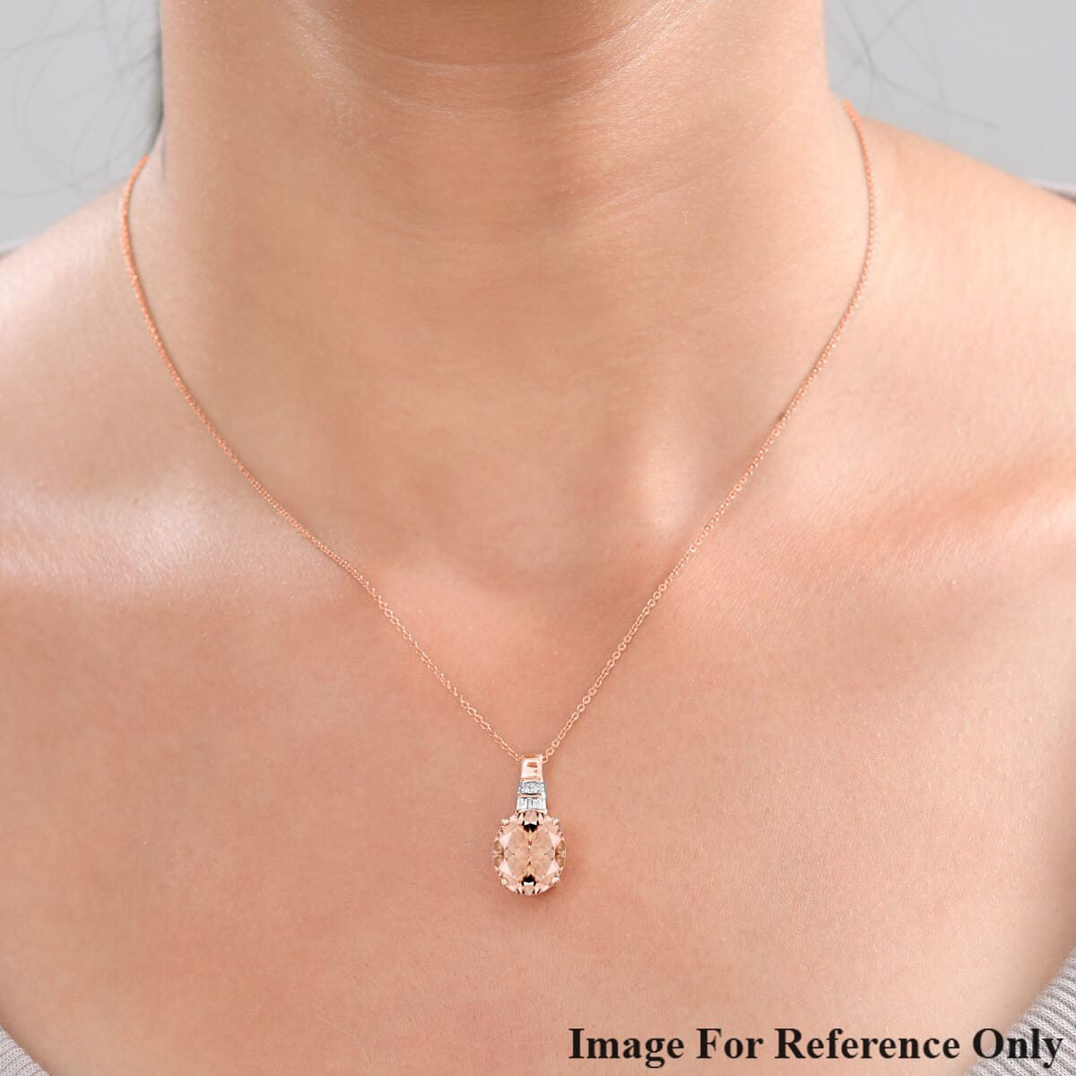 Luxoro Premium Marropino Morganite and G-H I1 Diamond 4.48 ctw Pendant Necklace 20 Inches in 14K Rose Gold image number 1