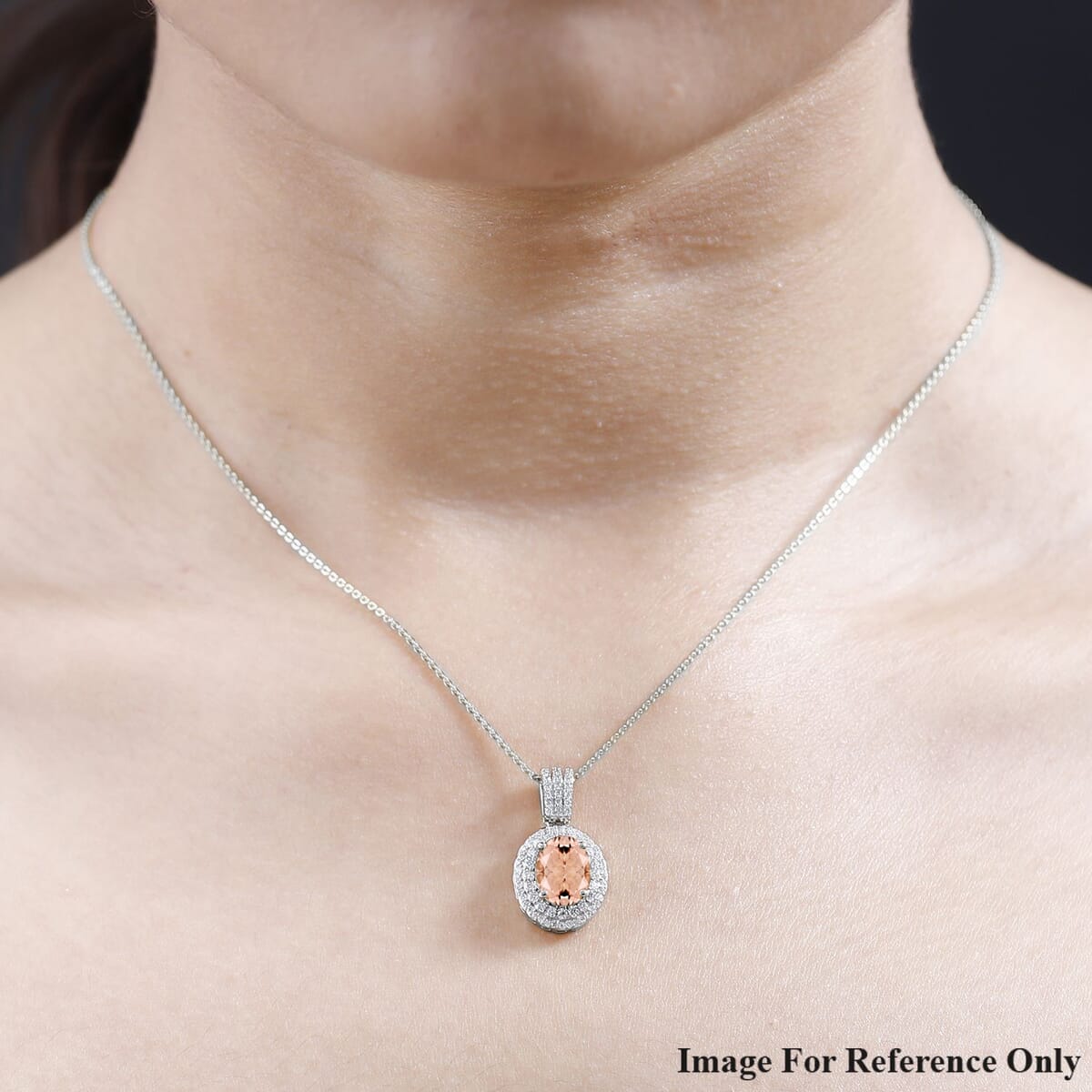 Luxoro Premium Pink Morganite and G-H I1 Diamond 2.82 ctw Pendant Necklace 20 Inches in 14K White Gold image number 1