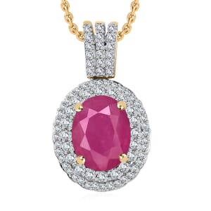 Rhapsody AAAA Mozambique Ruby and E-F VS2 Diamond 3.02 ctw Pendant Necklace 20 Inches in 18K Yellow Gold