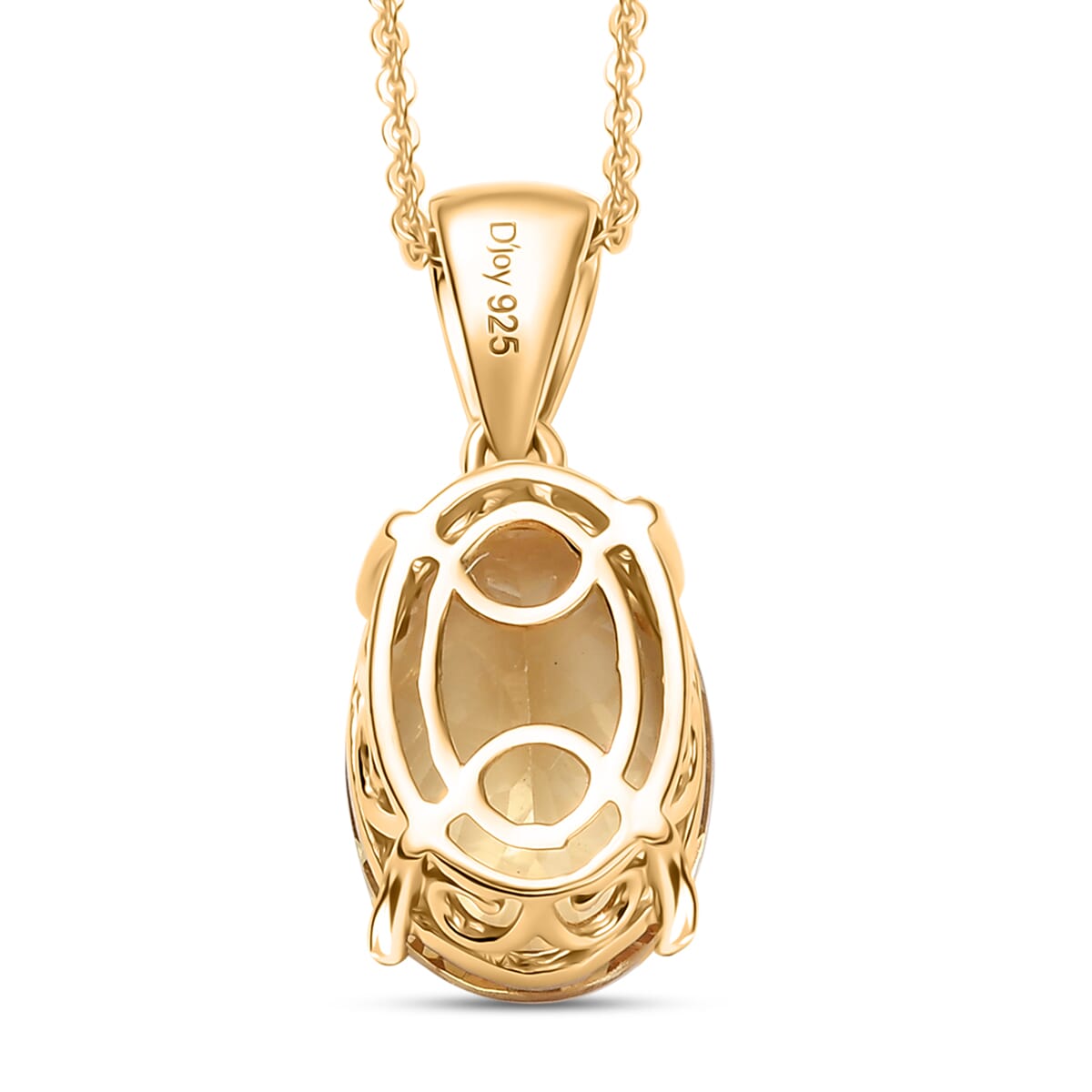 D'Joy Yellow Labradorite and Luxuriant Lab Grown Diamond 5.25 ctw Solaris Crown Pendant Necklace 20 Inches in 18K Vermeil Yellow Gold Over Sterling Silver image number 4
