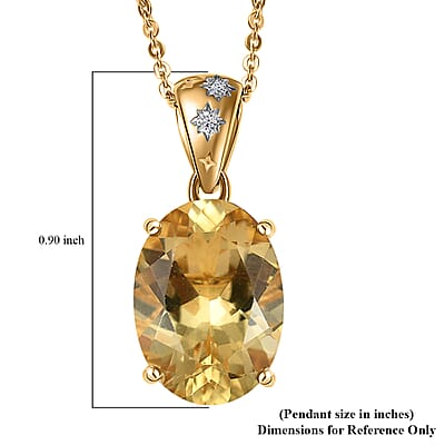 D'Joy Yellow Labradorite and Luxuriant Lab Grown Diamond 5.25 ctw Solaris Crown Pendant Necklace 20 Inches in 18K Vermeil Yellow Gold Over Sterling Silver